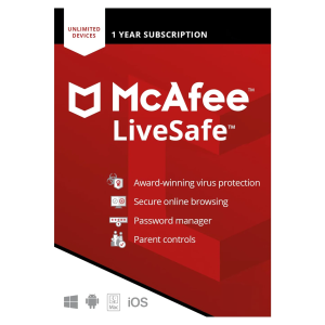 McAfee LiveSafe 2022 Unlimited Device 12 Month Subscription Windows Android IOS by BEST Antivirus